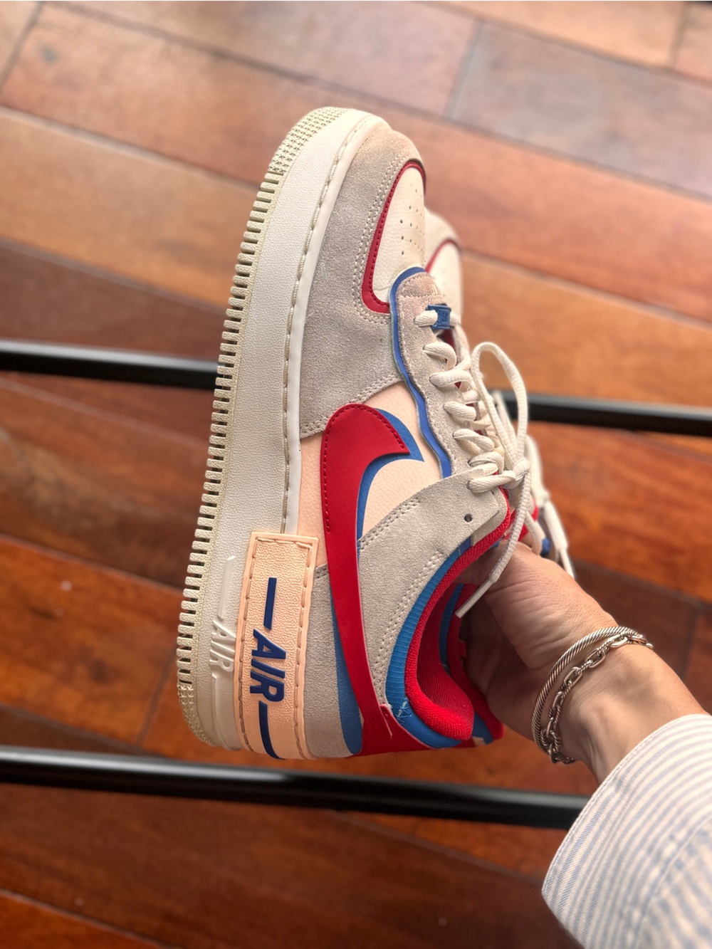 Nike Air Force 1 Shadow sneakers in a "Sail Royal Red" colorway - Picture 9 of 12
